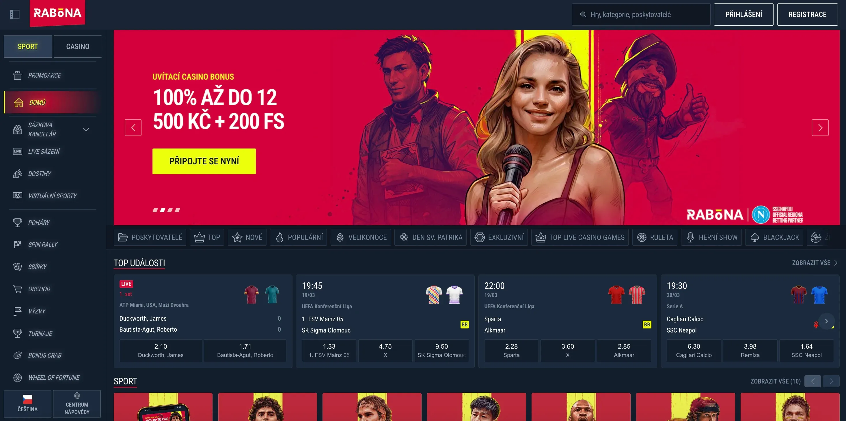Domovská stránka Rabona casino
