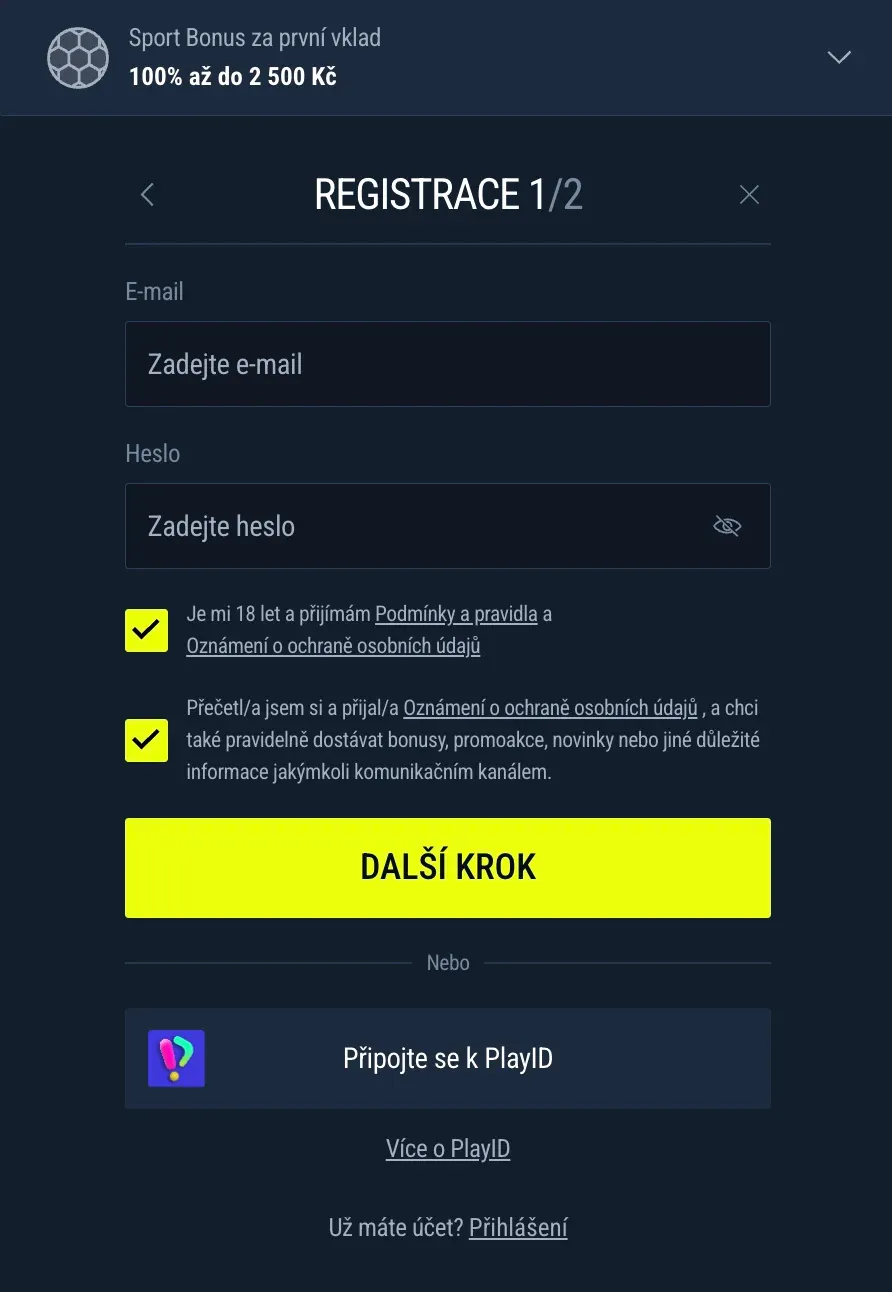 Přihlášení do Rabona